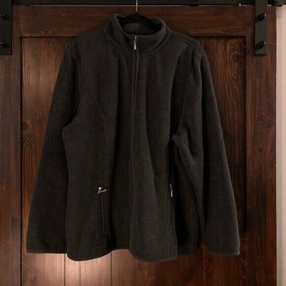 Karen Scott Charcoal Grey Zip-Up Zeroproof Fleece Sweater Jacket NWT - Picture 3 of 5